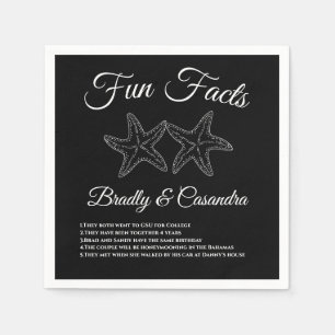 Nautical Wedding Black and White Starfish Fun Fact Napkin