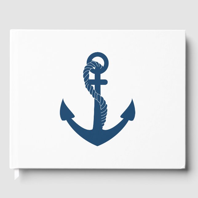 Nautical Wedding Blue Anchor Beach Summer Ocean Guest Book (Front)