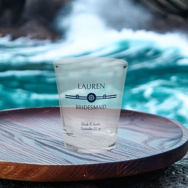 Nautical Wedding Bridal Party Bridesmaid Shot Glass (Nautical wedding bridesmaid gift - or personalize for anyone in your wedding party)