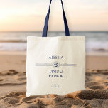 Nautical Wedding Bridal Party Gift Maid of Honour Tote Bag<br><div class="desc">Bridal party gift tote bag with nautical theme to personalise for each of the members in your bridal party. The custom text includes your guest name, role or relation and, the name of the bride and groom and their wedding date. If you want to venture into the design tool, you...</div>