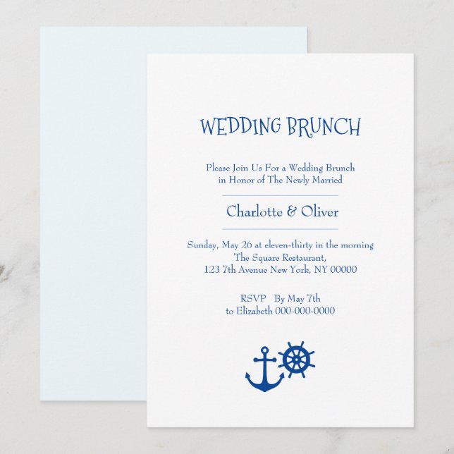 Nautical Wedding Brunch Invitation (Front/Back)