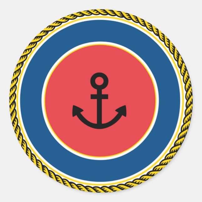 Nautical  Wedding Classic Round Sticker (Front)