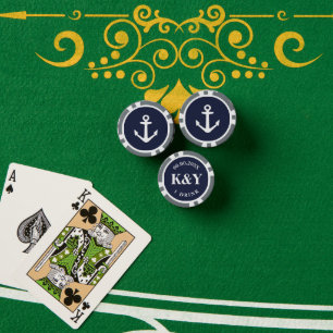 Nautical wedding custom poker chip token for drink