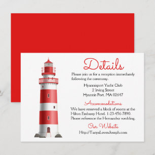 Nautical Wedding Details Lighthouse Red Summer Invitation