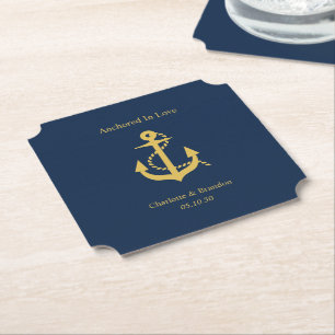 Nautical Wedding Engagement Rehearsal Dinner Paper Coaster