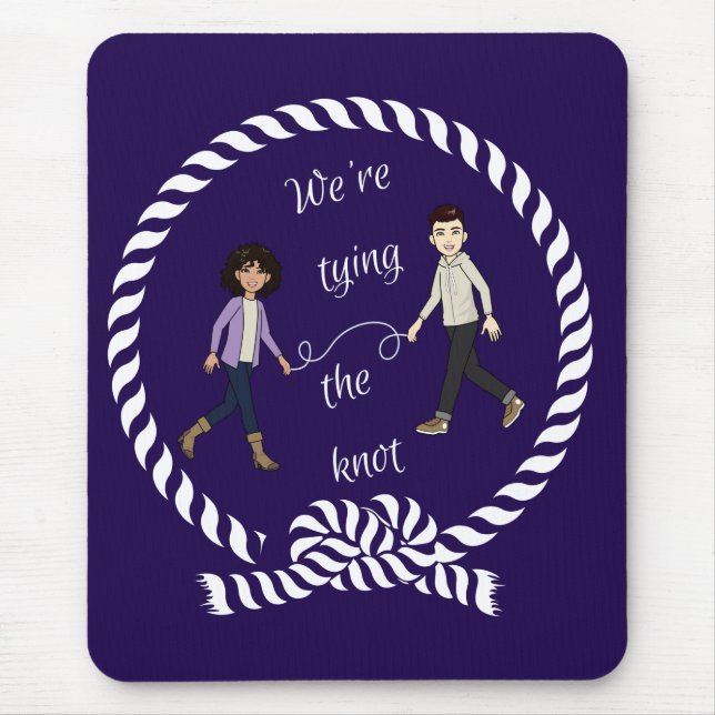 Nautical Wedding Engagement We're Tying The Knot Mouse Mat (Front)