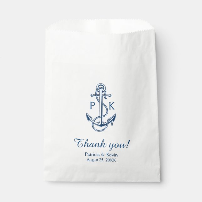Nautical wedding favour bag | Anchor favour bag (Front)