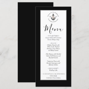 Nautical Wedding Floral Anchor Black and White Menu