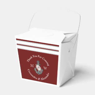 Nautical Wedding Floral Anchor Maroon Burgundy Red Favour Box