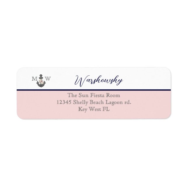 Nautical Wedding Floral Anchor Pink and Navy  (Front)