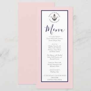 Nautical Wedding Floral Anchor Pink Navy Grey Menu