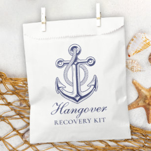 Nautical Wedding Hangover Kit Navy Blue Anchor Favour Bags