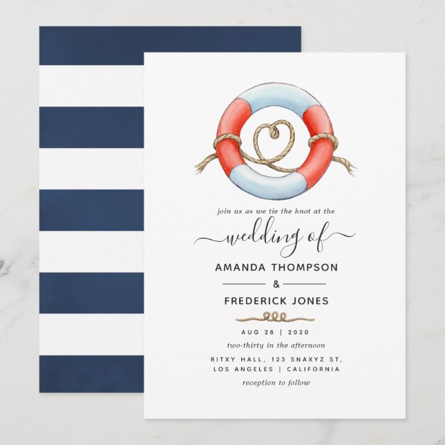 Nautical Wedding Invitation (Front/Back)