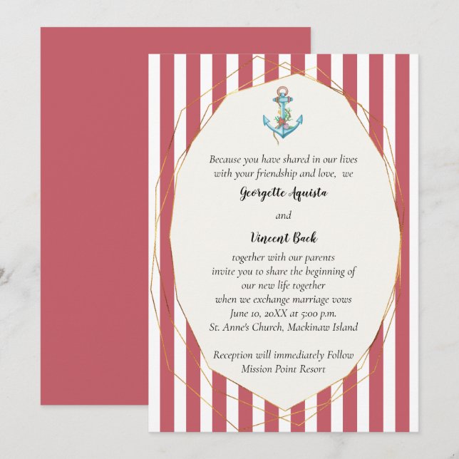 Nautical Wedding Invitation (Front/Back)