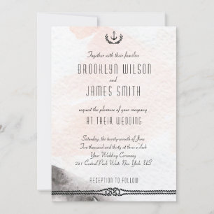 Nautical Wedding Invitations Watercolor Peach