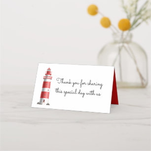 Nautical Wedding Lighthouse Beach Summer Red Place Card