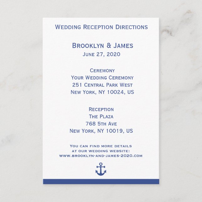 Nautical Wedding Maps And Directions Enclosure Card (Front)