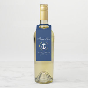 Nautical Wedding Navy Blue Gold Thank You Bottle Tag