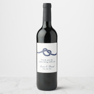 Nautical Wedding Navy Blue Tying the Knot Wine Label