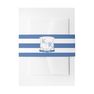 Nautical Wedding Navy White Monogram Crest Invitation Belly Band