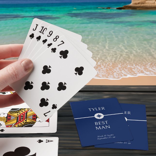 Nautical Wedding Party Gift Best Man Playing Cards (Nautical wedding best man poker cards - or personalize for anyone in your wedding party)