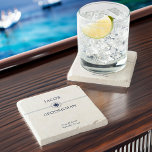 Nautical Wedding Party Groomsman Gift Stone Coaster<br><div class="desc">Wedding party gift coaster with nautical theme to personalise for each of the members in your wedding party. The custom text includes your guest name, role or relation and, the name of the bride and groom and their wedding date. If you want to venture into the design tool, you are...</div>