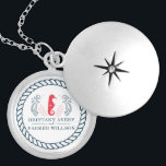Nautical Wedding Personalised Gift Locket Necklace<br><div class="desc">Modern Nautical Wedding design. Easy to Personalise. If you have any questions feel free to contact me. Perfect for Summer Wedding Celebrations. Matching products can be found in Nautical Wedding collection. You are welcome to visit my store for more beautiful products.</div>
