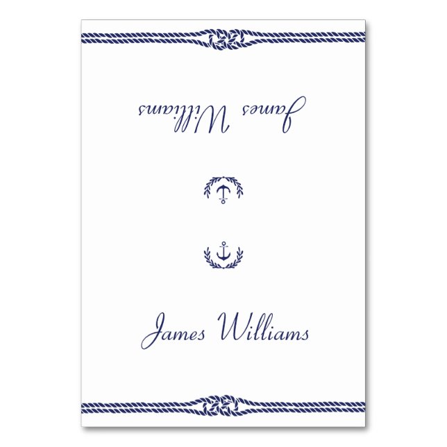 Nautical Wedding Place Cards With Anchors (Front)