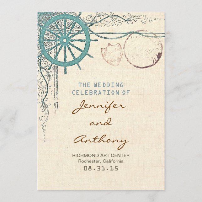 Nautical wedding program programme (Front)