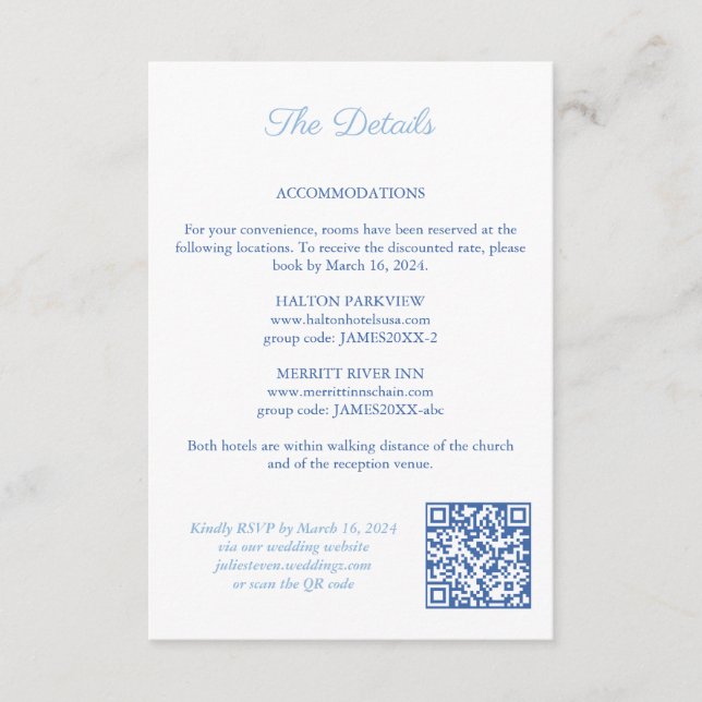 Nautical Wedding QR Code Details Enclosure Card (Front)