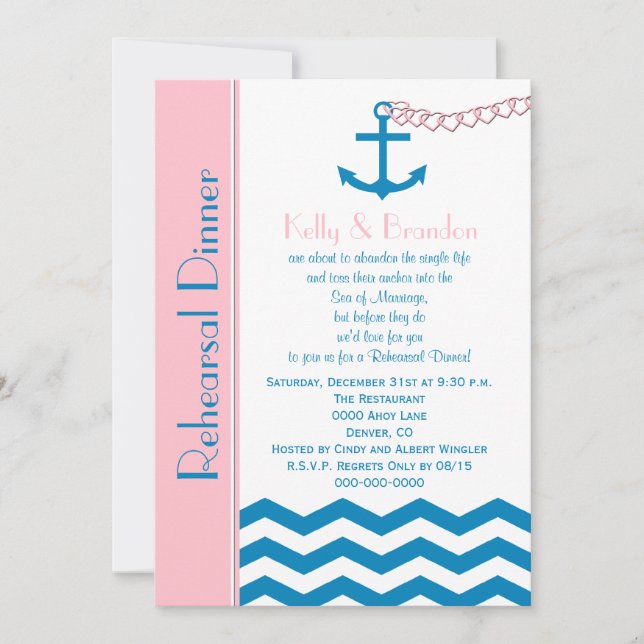 Nautical Wedding Rehearsal Dinner Invitation (Front)