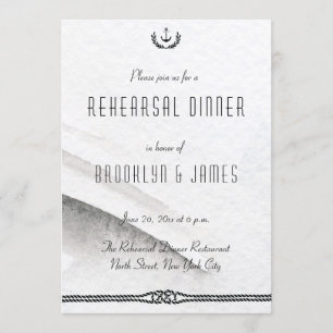 Nautical Wedding Rehearsal Invitation Grey White