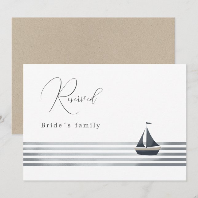 nautical wedding reserved sign invitation (Front/Back)