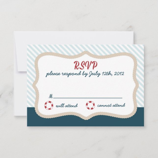 Nautical wedding RSVP Card (Front)