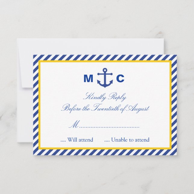 Nautical Wedding RSVP Card (Front)