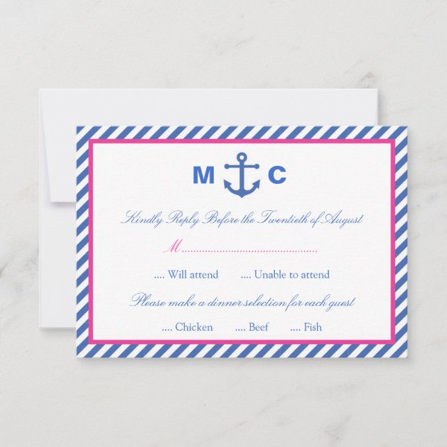 Nautical Wedding RSVP Card (Front)