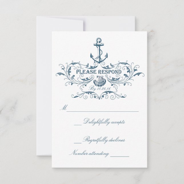 Nautical wedding RSVP cards (Front)