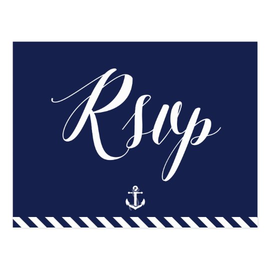 Nautical Wedding RSVP Postcards With Stripes