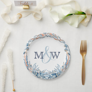 Nautical Wedding Seashell Wreath Paper Plate