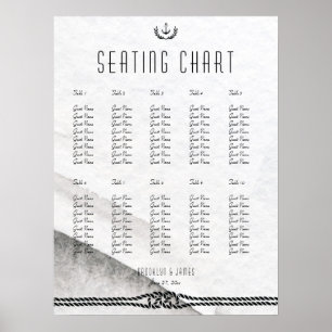 Nautical Wedding Seating Chart 18x24 Grey White