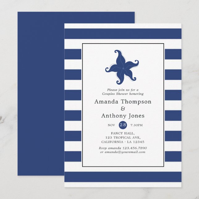 Nautical Wedding Shower Invitation (Front/Back)