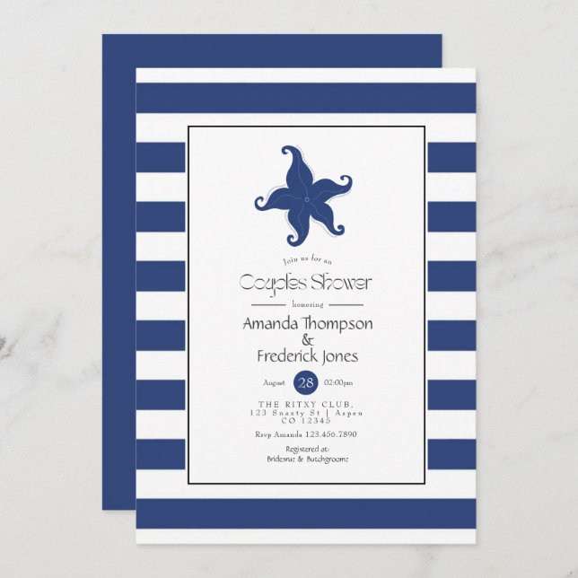 Nautical Wedding Shower Invitation (Front/Back)