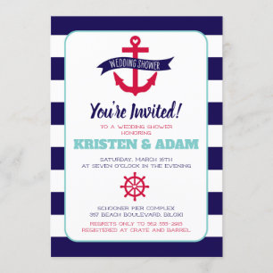 Nautical Wedding Shower Invitation  Anchors Aweigh