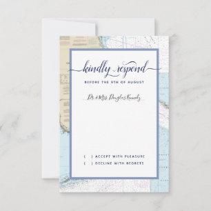 #Nautical #Wedding South #Florida w/Guest Name RSVP Card