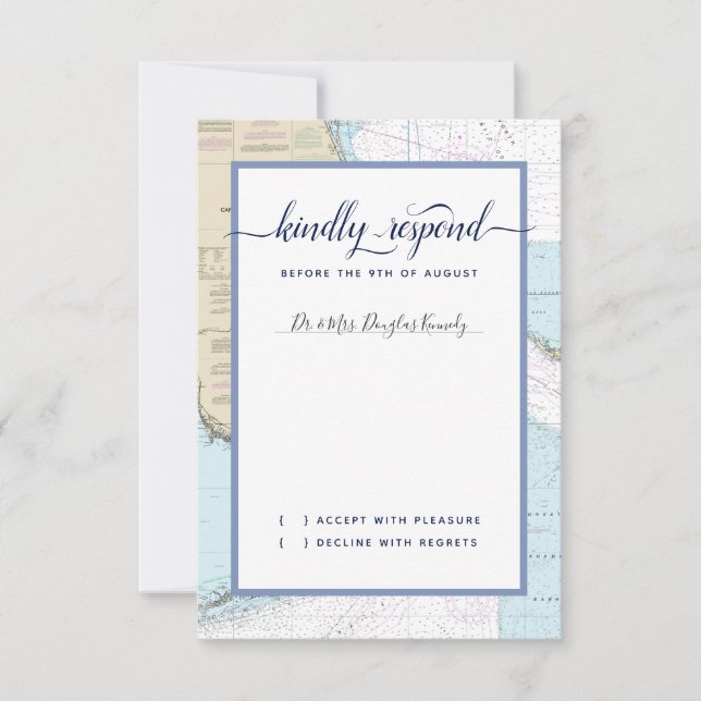 #Nautical #Wedding South #Florida w/Guest Name RSVP Card (Front)