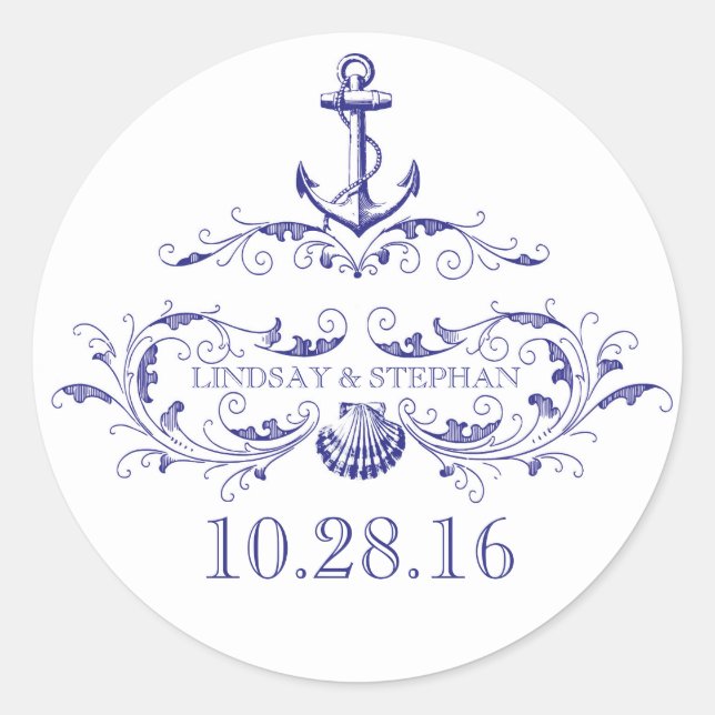 Nautical wedding stickers with anchor (Front)