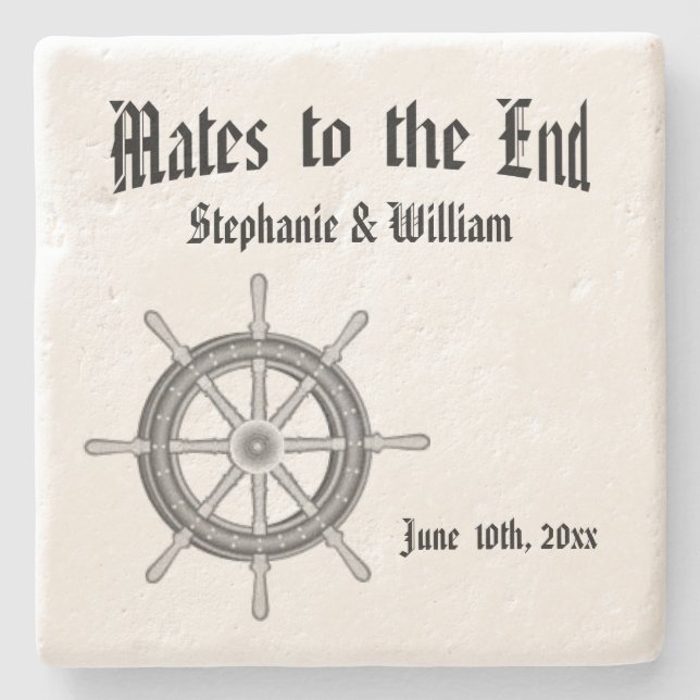 Nautical Wedding  Stone Coaster (Front)