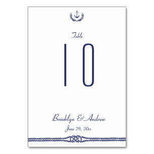Nautical Wedding Table Numbers With Anchors