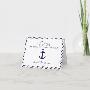 Nautical Wedding Thank You Blue Anchor Card