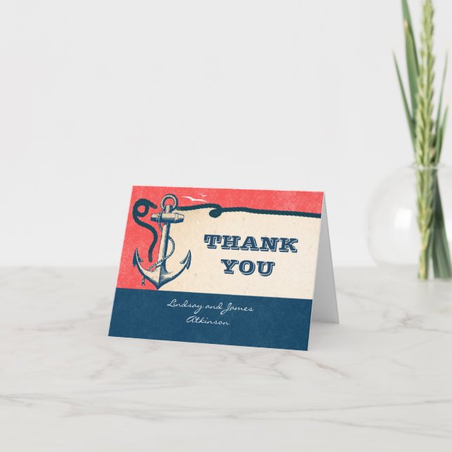 Nautical Wedding Thank You Cards With Anchor (Front)